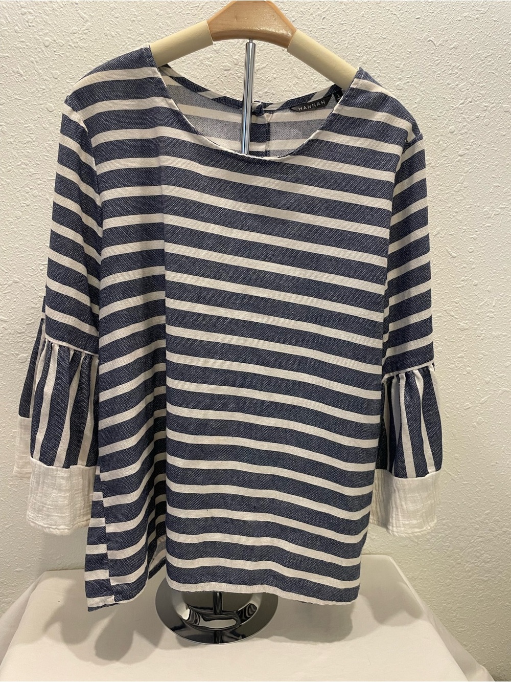 Hannah Navy and White Striped Knit Top